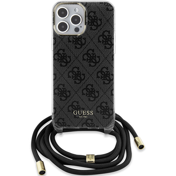 Guess - Crossbody Cord 4G Print (GUHCP15XHC4SEK) - iPhone 15 Pro Max - Black