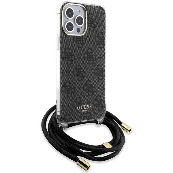 Guess - Crossbody Cord 4G Print (GUHCP15XHC4SEK) - iPhone 15 Pro Max - Black