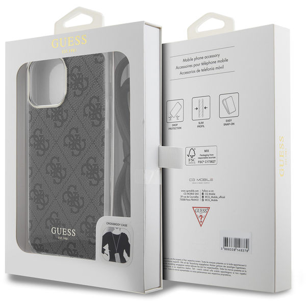 Guess - Crossbody Cord 4G Print (GUHCP15XHC4SEK) - iPhone 15 Pro Max - Black
