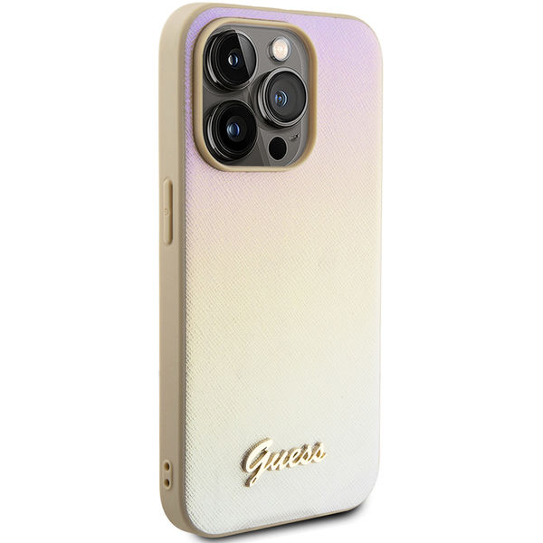 Guess - Saffiano Iridescent Script (GUHCP15LPSAIRSD) - iPhone 15 Pro - Gold