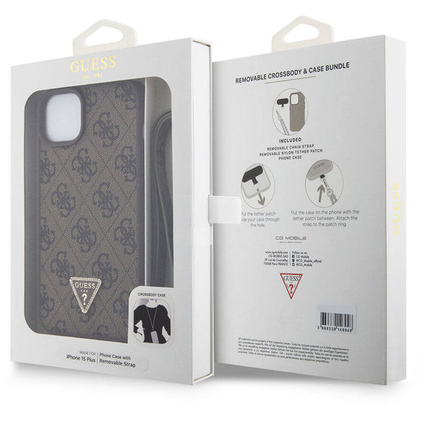 Guess - Crossbody 4G Metal Logo (GUHCP15MP4TDSCPW) - iPhone 15 Plus - Brown