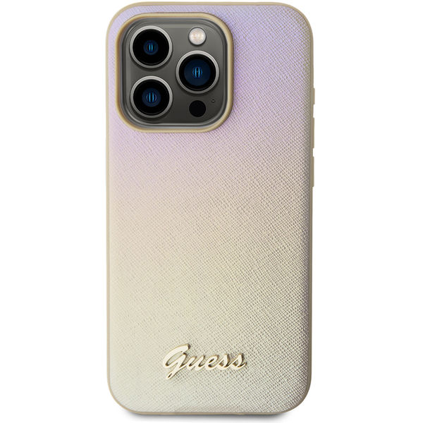 Guess - Saffiano Iridescent Script (GUHCP15XPSAIRSD) - iPhone 15 Pro Max - Gold