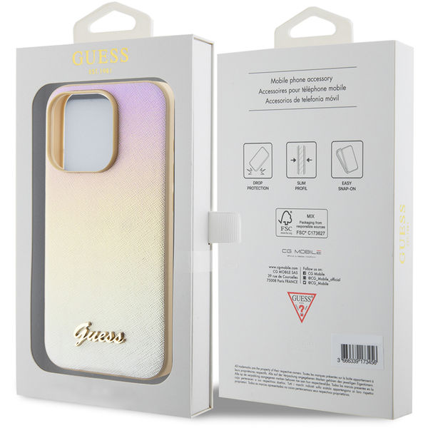 Guess - Saffiano Iridescent Script (GUHCP15XPSAIRSD) - iPhone 15 Pro Max - Gold