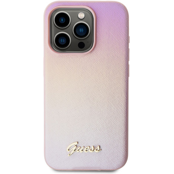 Guess - Saffiano Iridescent Script (GUHCP15XPSAIRSP) - iPhone 15 Pro Max - Pink