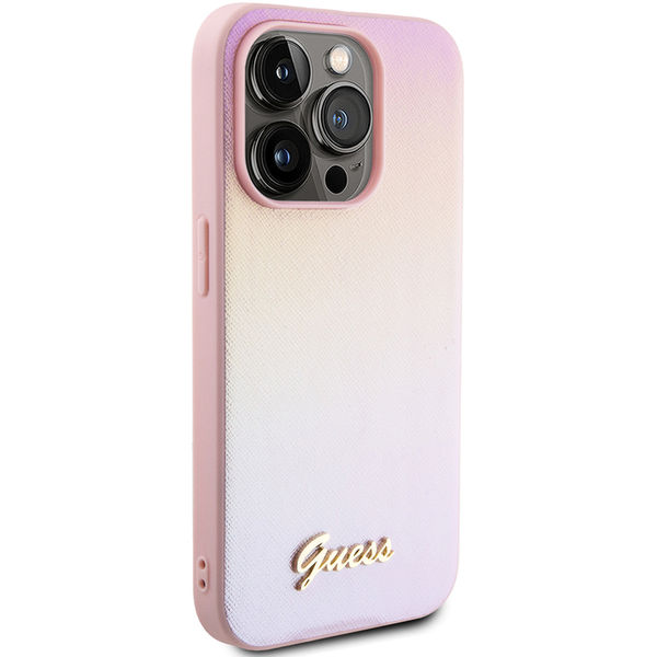 Guess - Saffiano Iridescent Script (GUHCP15XPSAIRSP) - iPhone 15 Pro Max - Pink
