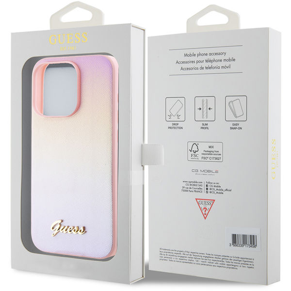 Guess - Saffiano Iridescent Script (GUHCP15XPSAIRSP) - iPhone 15 Pro Max - Pink