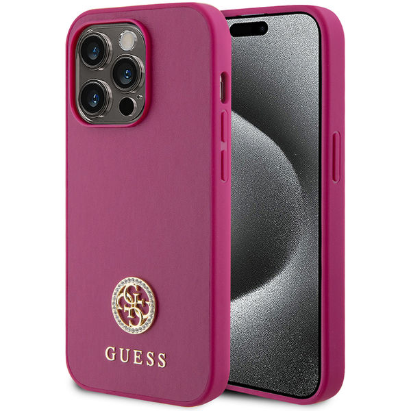 Guess - Strass Metal Logo (GUHCP15LPS4DGPP) - iPhone 15 Pro - Pink