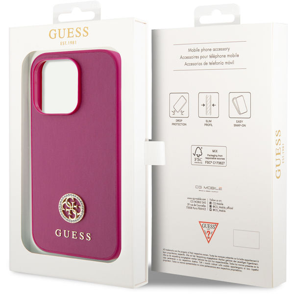 Guess - Strass Metal Logo (GUHCP15LPS4DGPP) - iPhone 15 Pro - Pink