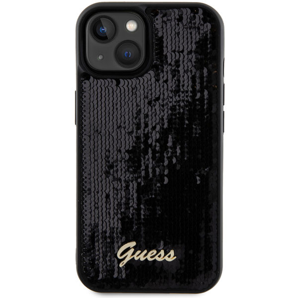 Guess - Sequin Script Metal (GUHCP15SPSFDGSK) - iPhone 15 - Black