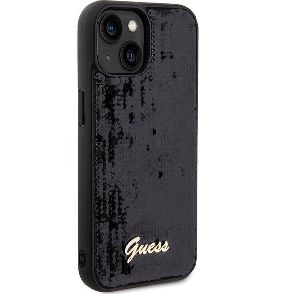 Guess - Sequin Script Metal (GUHCP15SPSFDGSK) - iPhone 15 - Black