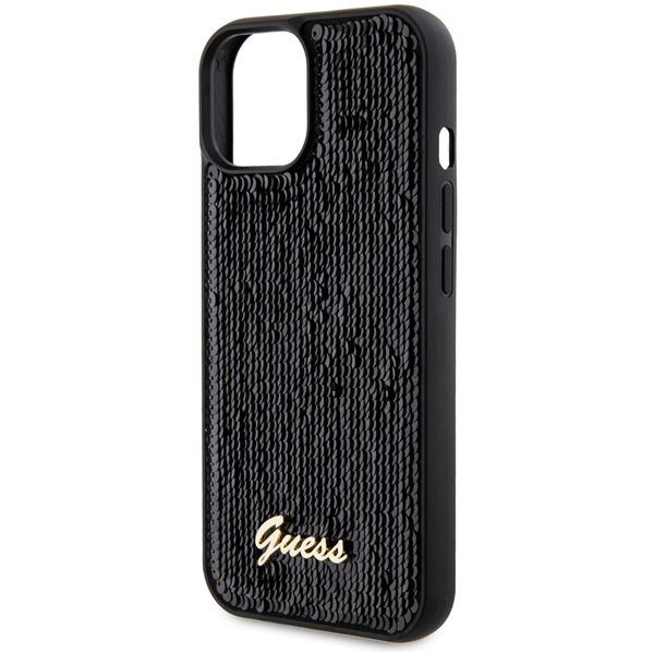Guess - Sequin Script Metal (GUHCP15SPSFDGSK) - iPhone 15 - Black