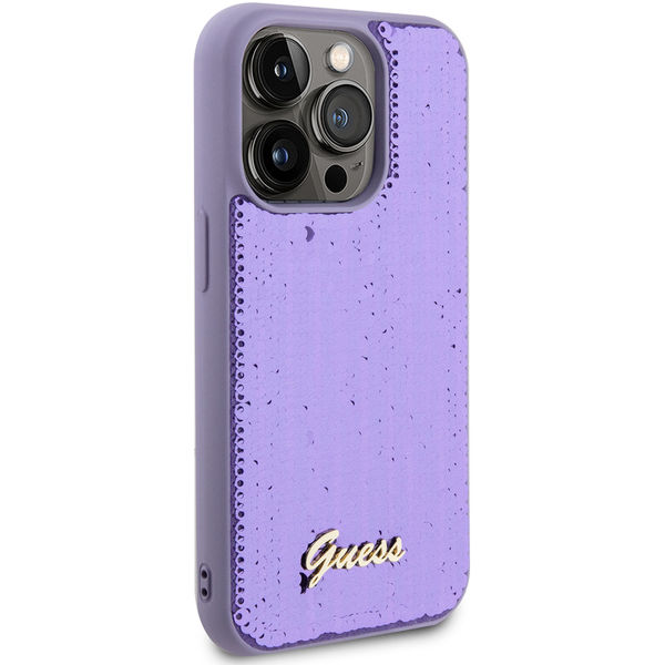 Guess - Sequin Script Metal (GUHCP15XPSFDGSU) - iPhone 15 Pro Max - Purple