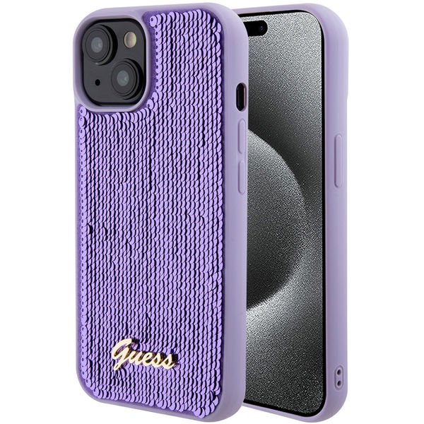 Guess - Sequin Script Metal (GUHCP15SPSFDGSU) - iPhone 15 - Purple