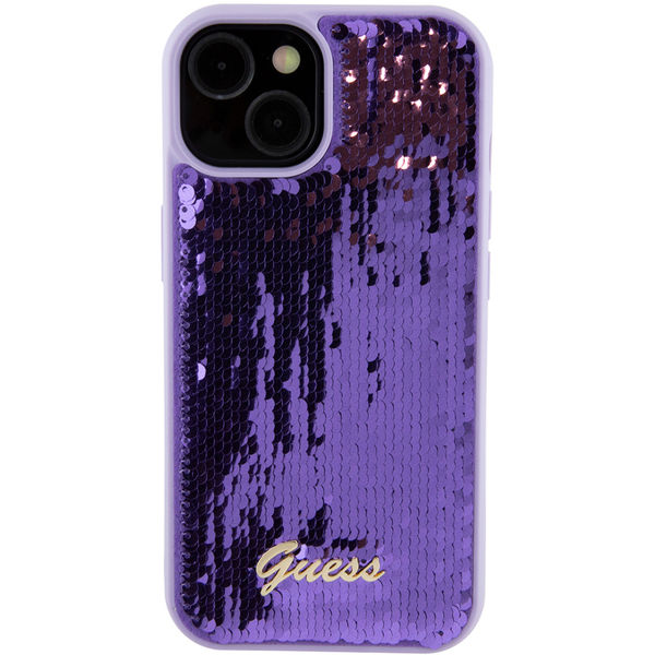 Guess - Sequin Script Metal (GUHCP15SPSFDGSU) - iPhone 15 - Purple