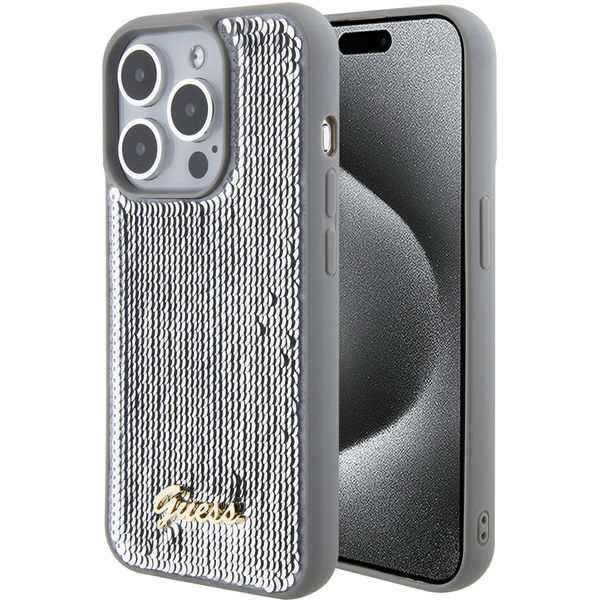Guess - Sequin Script Metal (GUHCP15XPSFDGSS) - iPhone 15 Pro Max - Silver