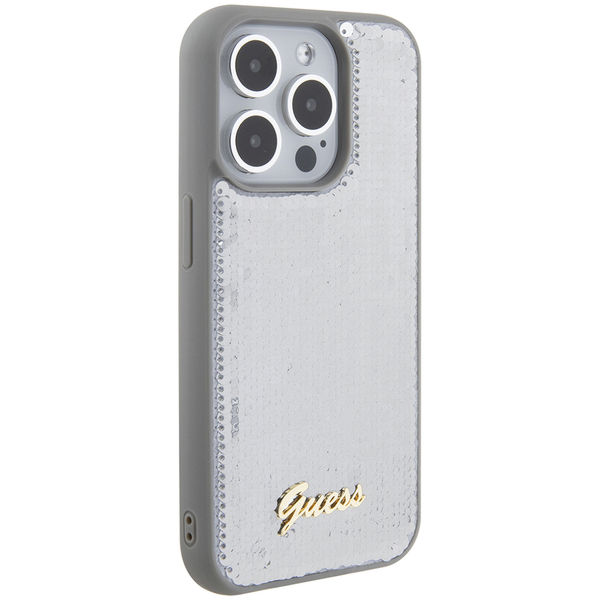 Guess - Sequin Script Metal (GUHCP15XPSFDGSS) - iPhone 15 Pro Max - Silver