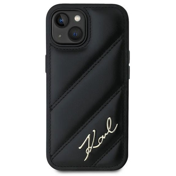 Karl Lagerfeld - Diagonal Quilted Script (KLHCP15SPQDSMGK) - iPhone 15 - Black