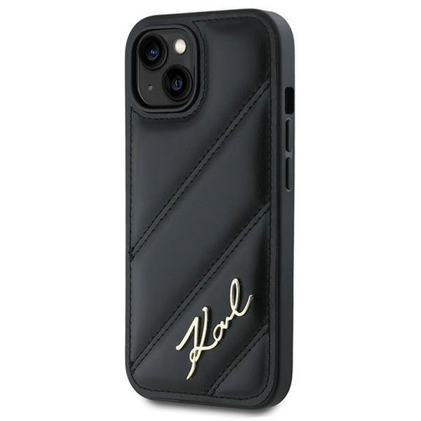 Karl Lagerfeld - Diagonal Quilted Script (KLHCP15SPQDSMGK) - iPhone 15 - Black