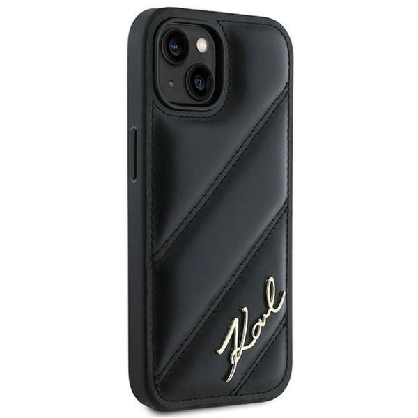 Karl Lagerfeld - Diagonal Quilted Script (KLHCP15SPQDSMGK) - iPhone 15 - Black