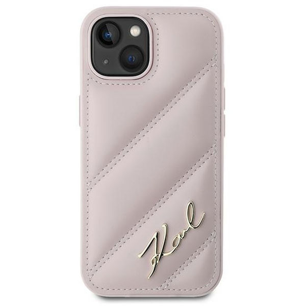 Karl Lagerfeld - Diagonal Quilted Script (KLHCP15SPQDSMGP) - iPhone 15 - Pink