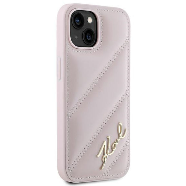 Karl Lagerfeld - Diagonal Quilted Script (KLHCP15SPQDSMGP) - iPhone 15 - Pink