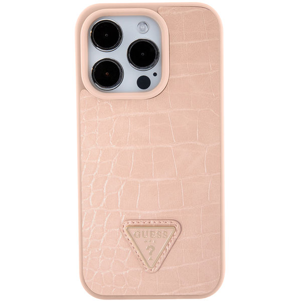 Guess - Croco Triangle Metal Logo (GUHCP15LPCRTHCP) - iPhone 15 Pro - Pink