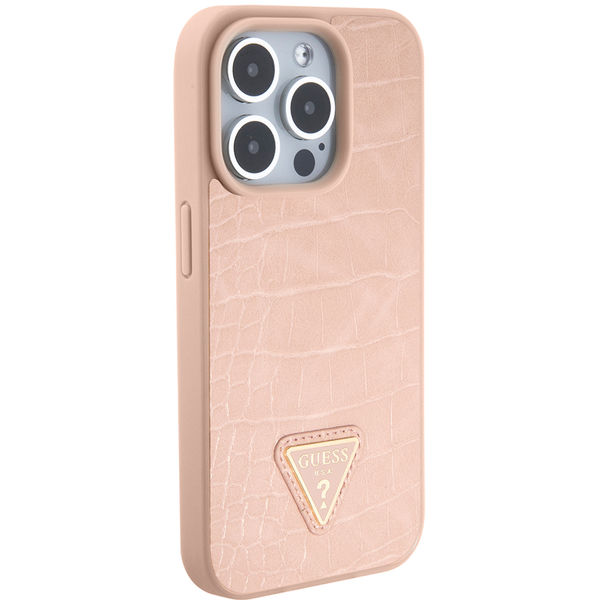 Guess - Croco Triangle Metal Logo (GUHCP15LPCRTHCP) - iPhone 15 Pro - Pink