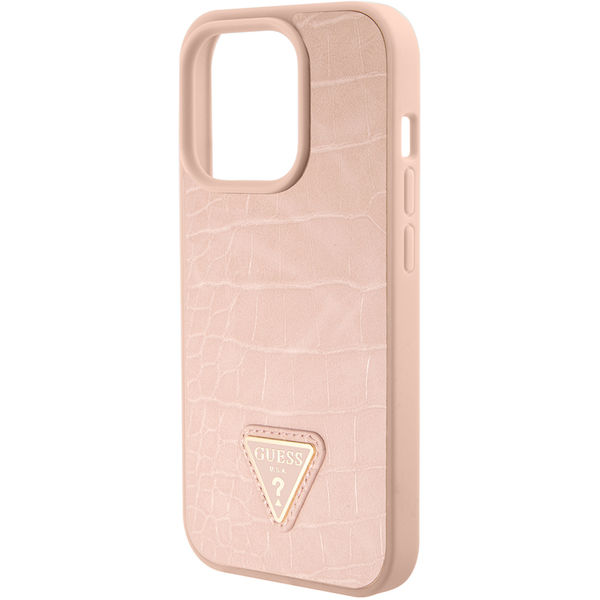 Guess - Croco Triangle Metal Logo (GUHCP15LPCRTHCP) - iPhone 15 Pro - Pink