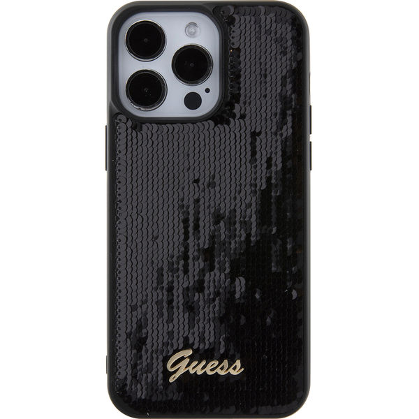 Guess - Sequin Script Metal (GUHCP15XPSFDGSK) - iPhone 15 Pro Max - Black