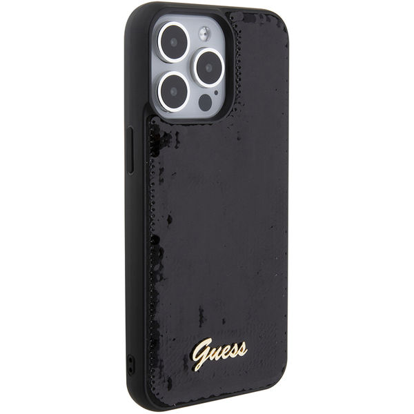 Guess - Sequin Script Metal (GUHCP15XPSFDGSK) - iPhone 15 Pro Max - Black