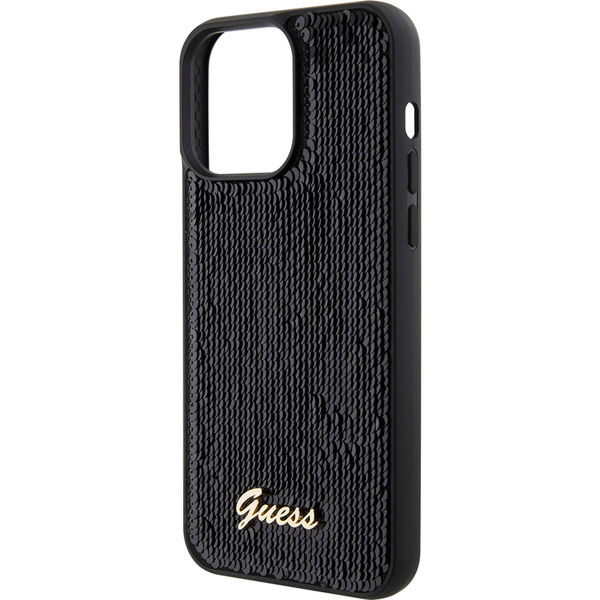 Guess - Sequin Script Metal (GUHCP15XPSFDGSK) - iPhone 15 Pro Max - Black
