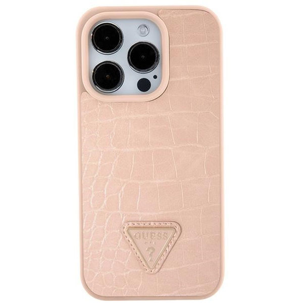 Guess - Croco Triangle Metal Logo (GUHCP15SPCRTHCP) - iPhone 15 - Pink