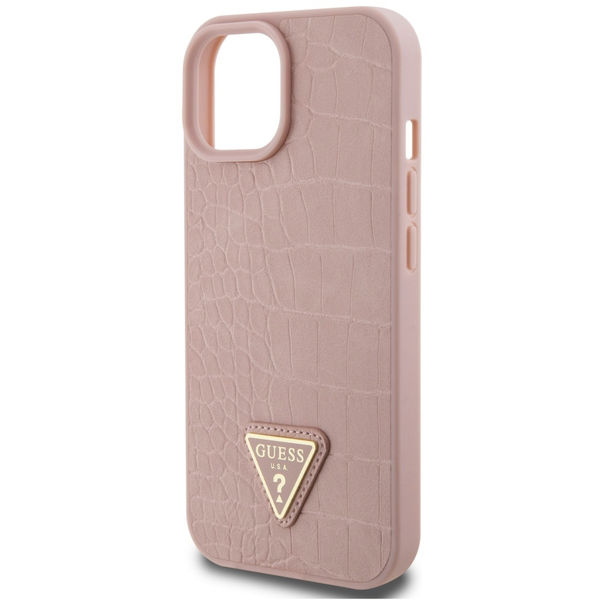 Guess - Croco Triangle Metal Logo (GUHCP15SPCRTHCP) - iPhone 15 - Pink