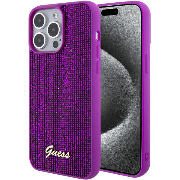 Guess - Disco Metal Script (GUHCP15LPMSDGSF) - iPhone 15 Pro - Fuchsia
