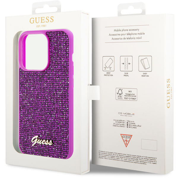 Guess - Disco Metal Script (GUHCP15LPMSDGSF) - iPhone 15 Pro - Fuchsia