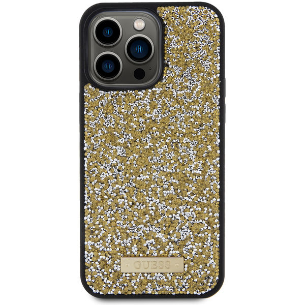 Guess - Rhinestone Metal Logo (GUHCP15XPFGSBSD) - iPhone 15 Pro Max - Yellow