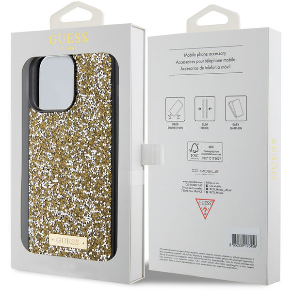 Guess - Rhinestone Metal Logo (GUHCP15XPFGSBSD) - iPhone 15 Pro Max - Yellow
