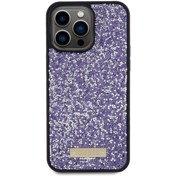 Guess - Rhinestone Metal Logo (GUHCP15LPFGSBSP) - iPhone 15 Pro - Purple