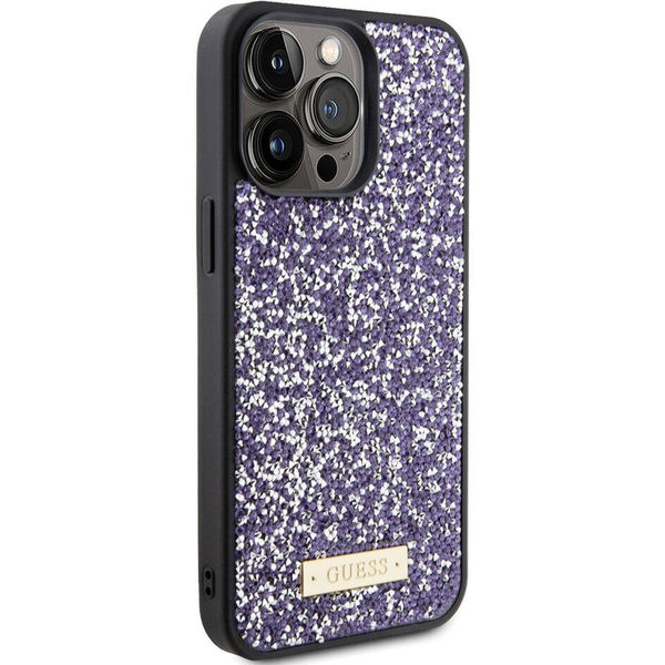 Guess - Rhinestone Metal Logo (GUHCP15LPFGSBSP) - iPhone 15 Pro - Purple