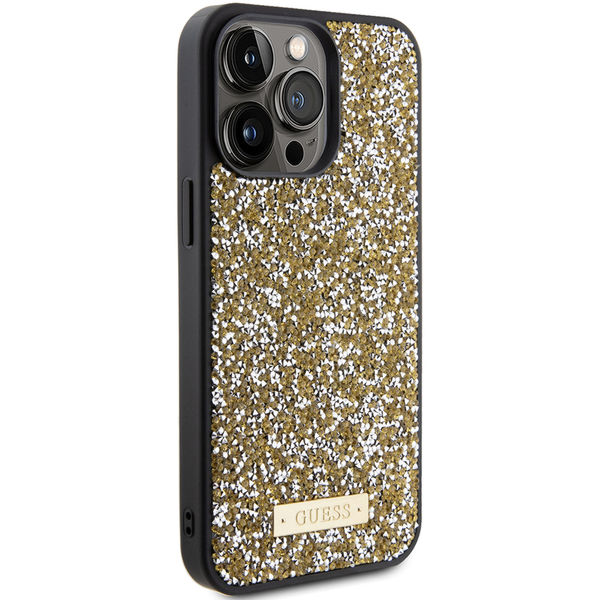 Guess - Rhinestone Metal Logo (GUHCP15LPFGSBSD) - iPhone 15 Pro - Yellow