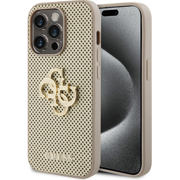 Guess - Leather Perforated 4G (GUHCP15XPSP4LGD) - iPhone 15 Pro Max - Gold