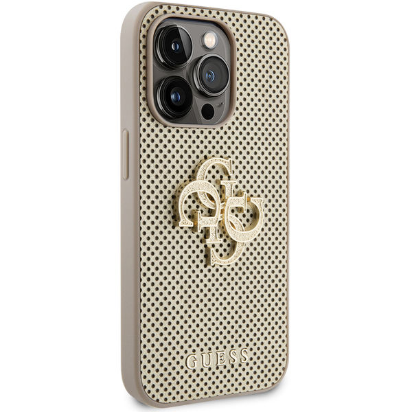 Guess - Leather Perforated 4G (GUHCP15XPSP4LGD) - iPhone 15 Pro Max - Gold