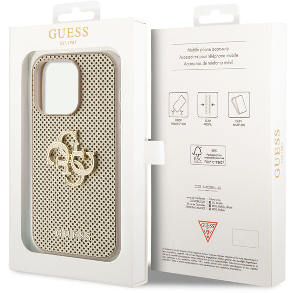 Guess - Leather Perforated 4G (GUHCP15XPSP4LGD) - iPhone 15 Pro Max - Gold