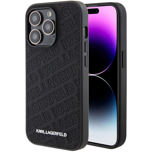 Karl Lagerfeld - Diagonal Quilted K Pattern (KLHCP15LPQKPMK) - iPhone 15 Pro - Black