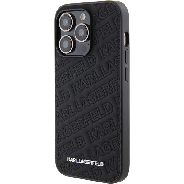 Karl Lagerfeld - Diagonal Quilted K Pattern (KLHCP15LPQKPMK) - iPhone 15 Pro - Black