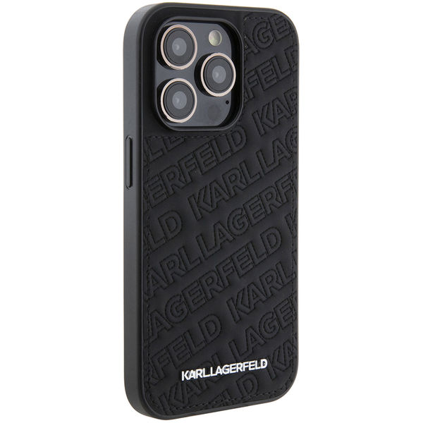 Karl Lagerfeld - Diagonal Quilted K Pattern (KLHCP15LPQKPMK) - iPhone 15 Pro - Black