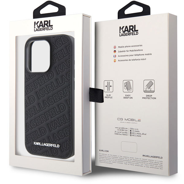 Karl Lagerfeld - Diagonal Quilted K Pattern (KLHCP15LPQKPMK) - iPhone 15 Pro - Black