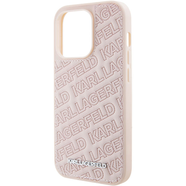 Karl Lagerfeld - Diagonal Quilted K Pattern (KLHCP15LPQKPMP) - iPhone 15 Pro - Pink