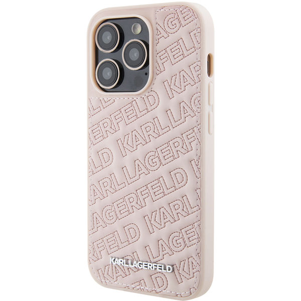 Karl Lagerfeld - Diagonal Quilted K Pattern (KLHCP15LPQKPMP) - iPhone 15 Pro - Pink