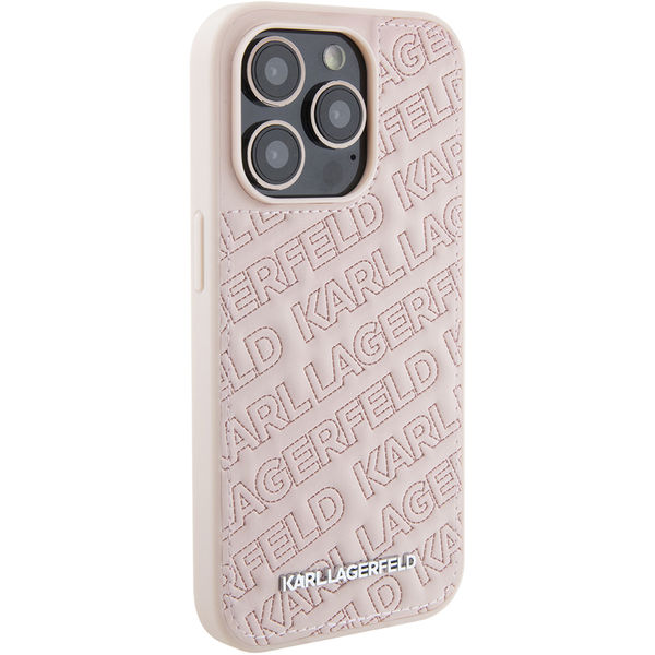 Karl Lagerfeld - Diagonal Quilted K Pattern (KLHCP15LPQKPMP) - iPhone 15 Pro - Pink
